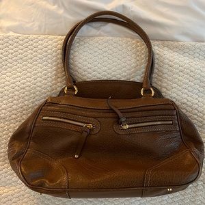 Hogan Tan/ Brown Leather Handbag. Gold hardware